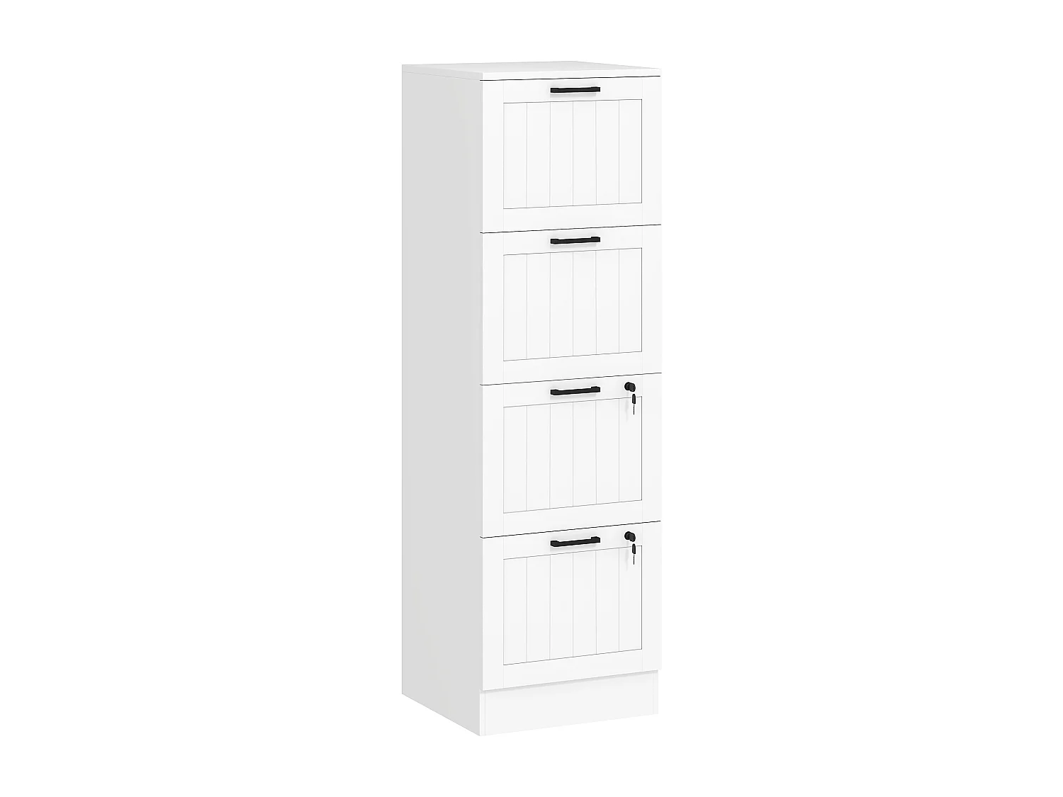 Caisson bureau 2+2 tiroirs verrouillables dossiers suspendus dim. 40x40x131cm MDF blanc