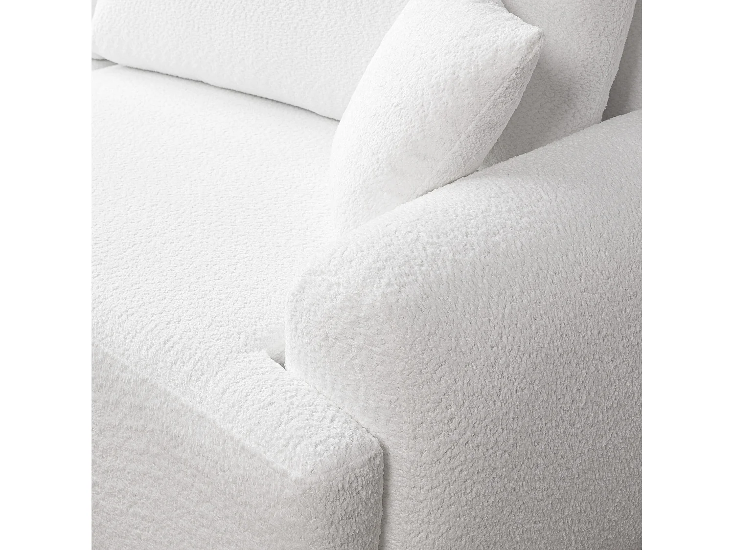 Canapé d’angle gauche moderne avec fonction couchage en bouclé blanc – ARTE PREMIUM, direct fabricant