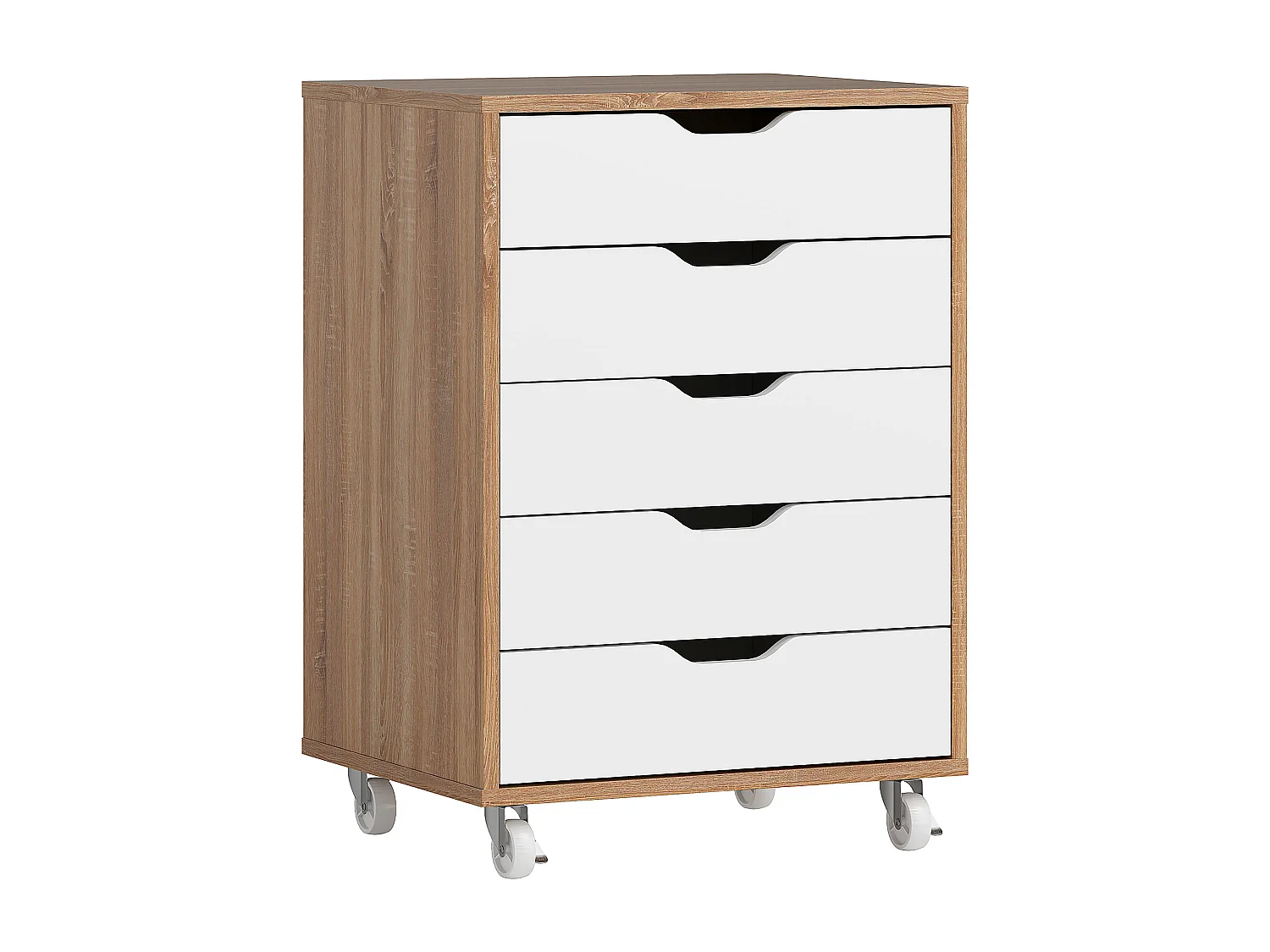 Caisson bureau - rangement bureau 7 tiroirs - dim. 47,5L x 39,5l x 90H cm - effet bois blanc