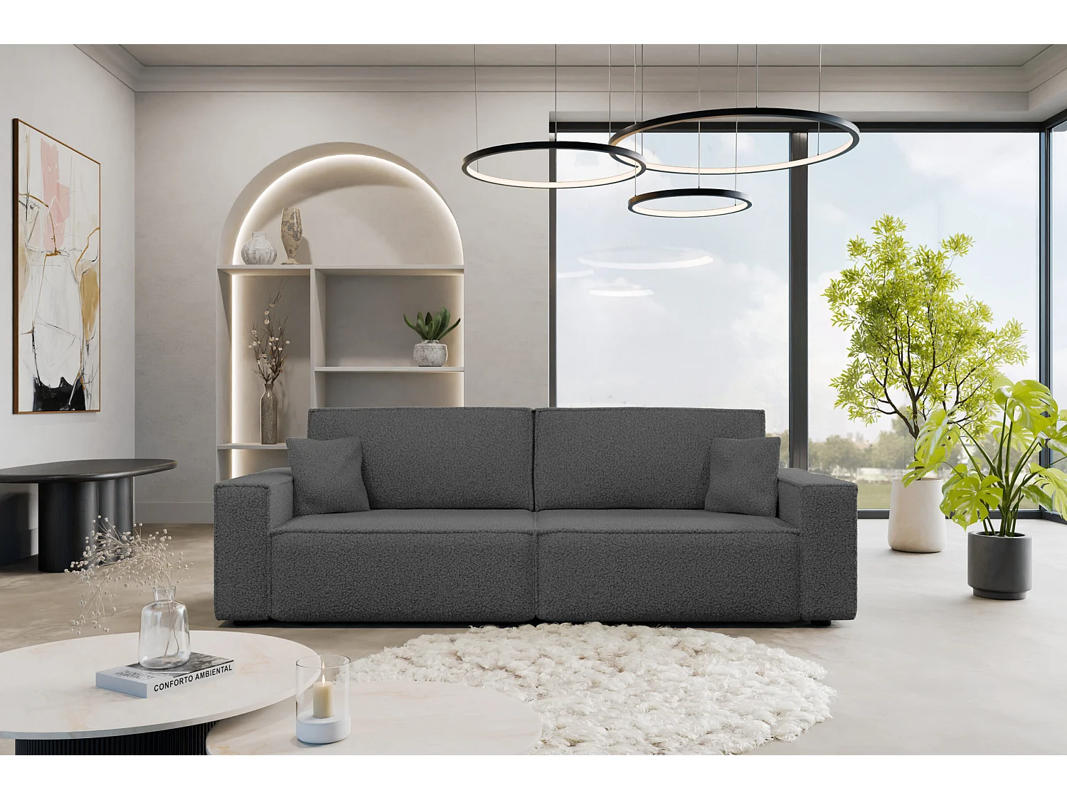 Divano Karl con due vani contenitore per la biancheria, funzione letto, direttamente dal produttore.