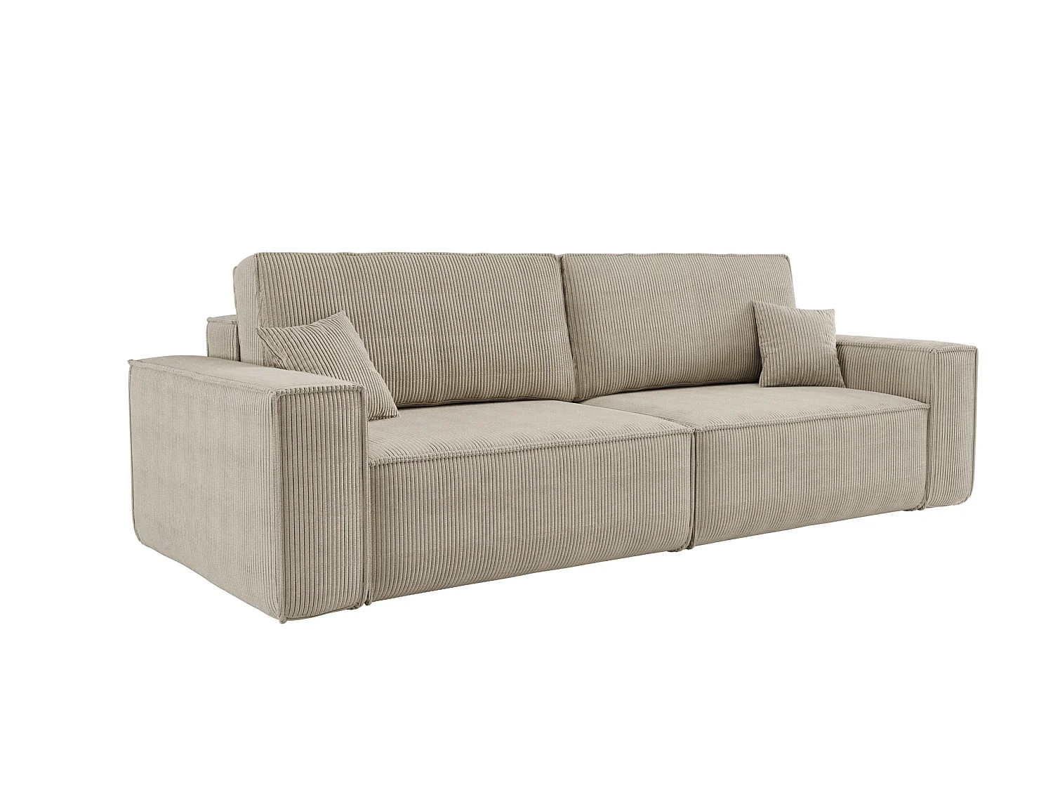 Canapé convertible 3 places avec coffre en tissu côtelé beige