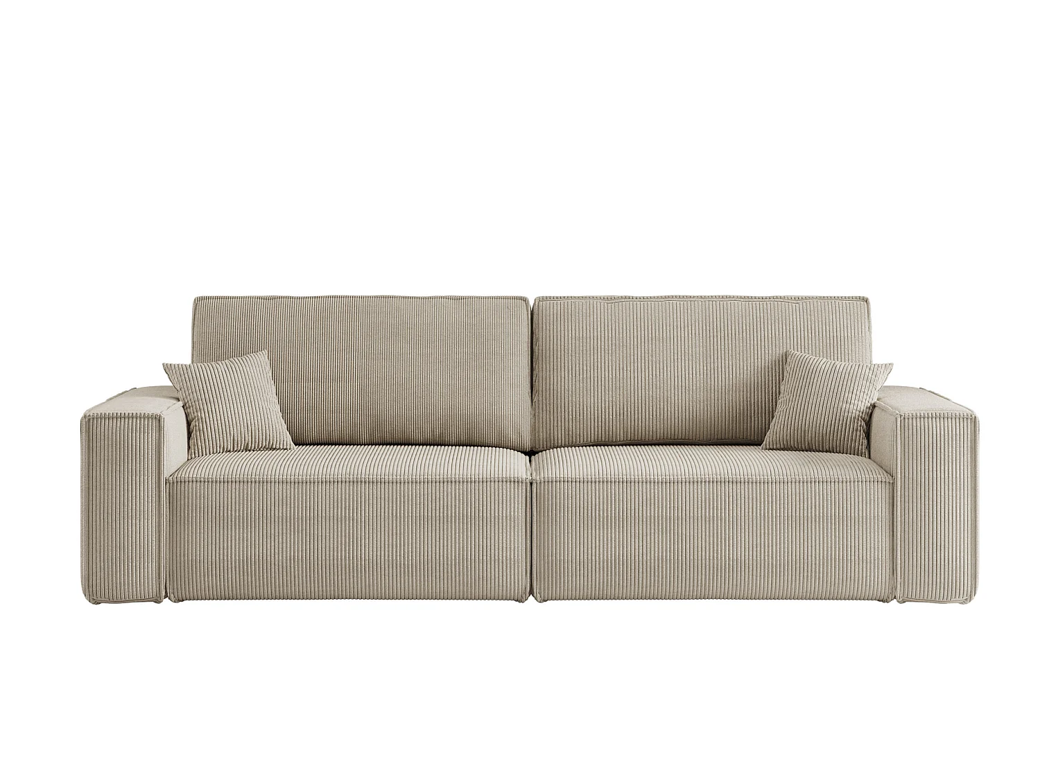 Canapé convertible 3 places avec coffre en tissu côtelé beige