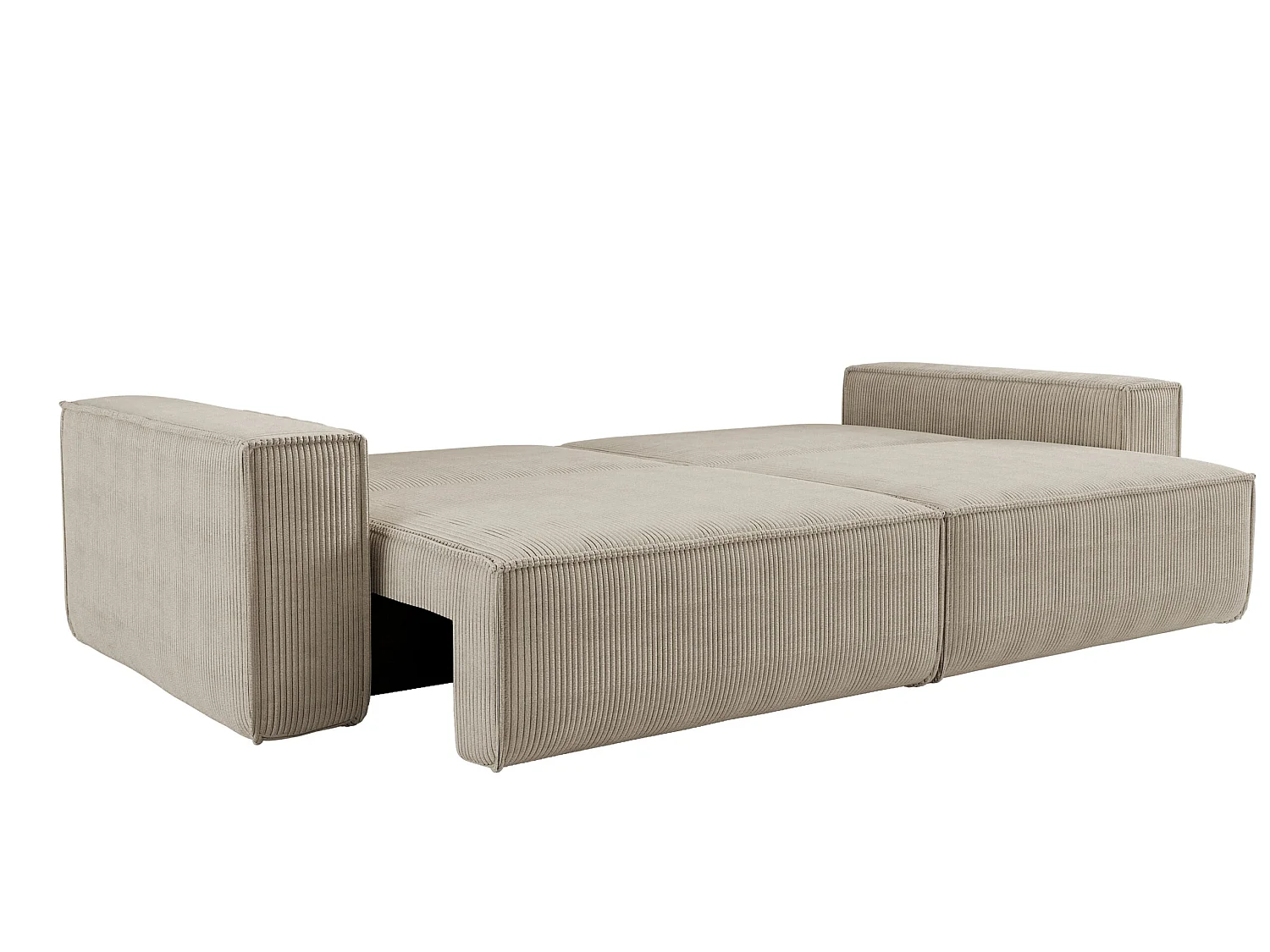 Canapé convertible 3 places avec coffre en tissu côtelé beige