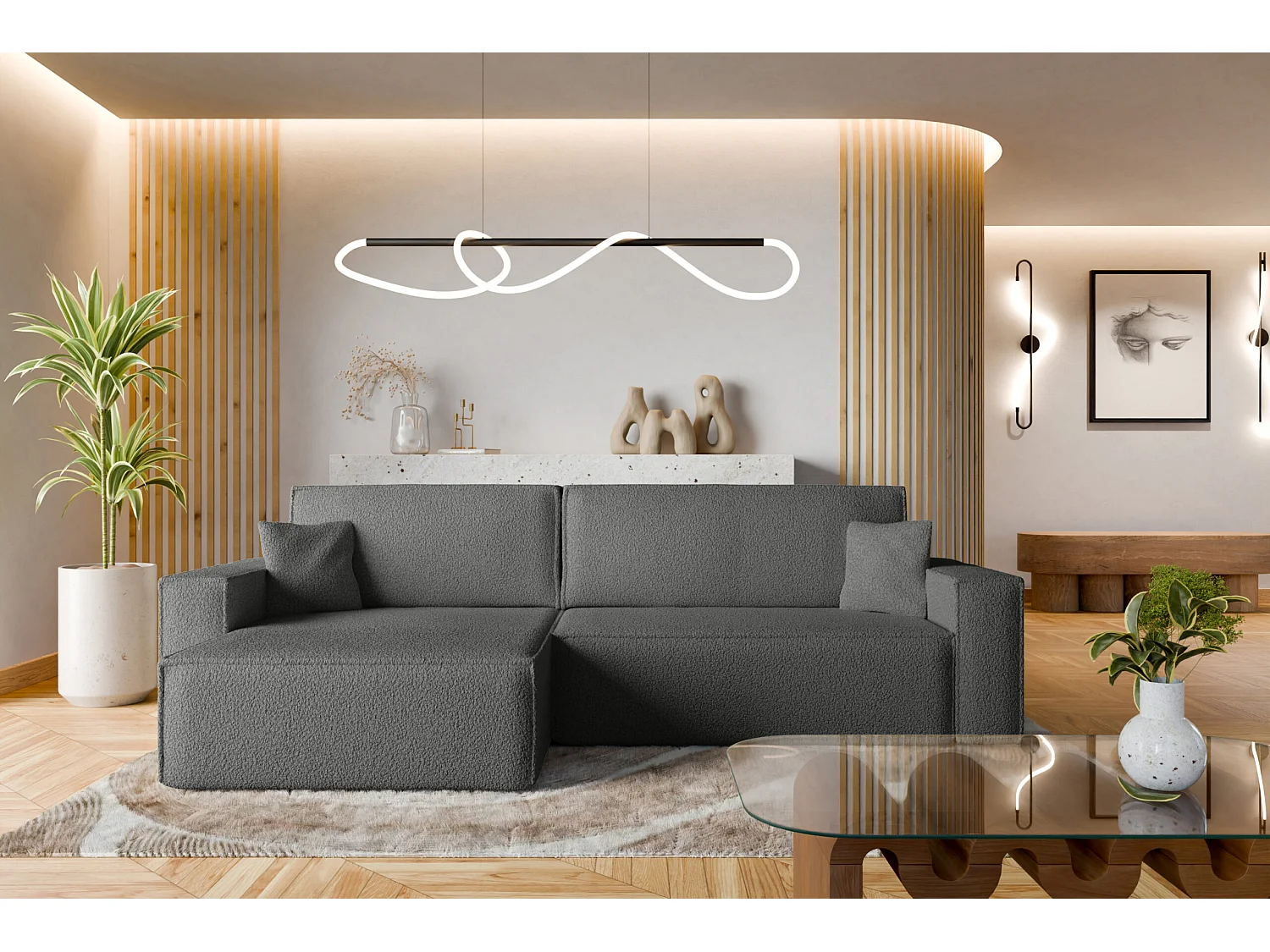 Divano angolare con funzione letto Karl XL destro del produttore