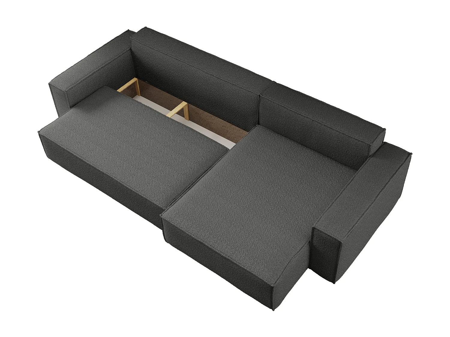 Canapé d'Angle convertible avec fonction de couchage tissu boucle anthracite Karl XL du fabricant