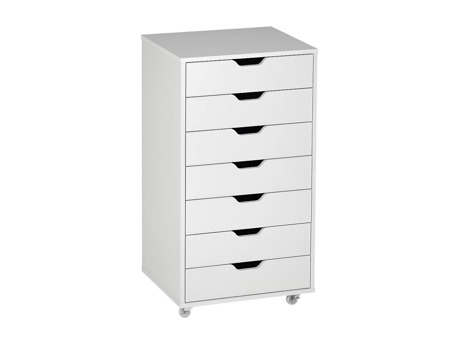 Caisson bureau - rangement bureau 7 tiroirs - dim. 47,5L x 39,5l x 90H cm - blanc