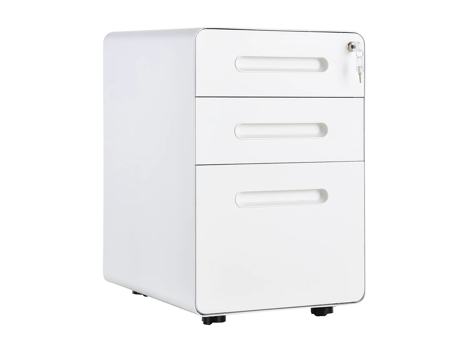 Caisson mobile 3 tiroirs - caisson bureau mobile verrouillable - acier laminé à froid blanc