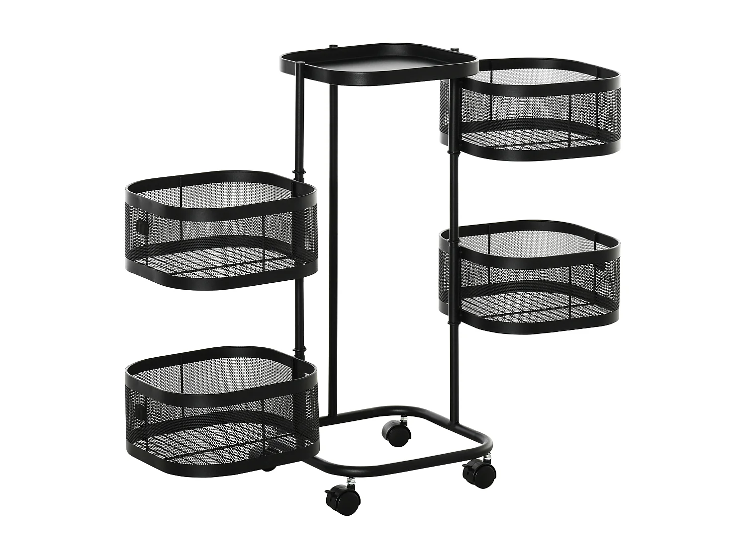 Resserre de cuisine 4 paniers rotatifs sur roues en métal H.77cm noir