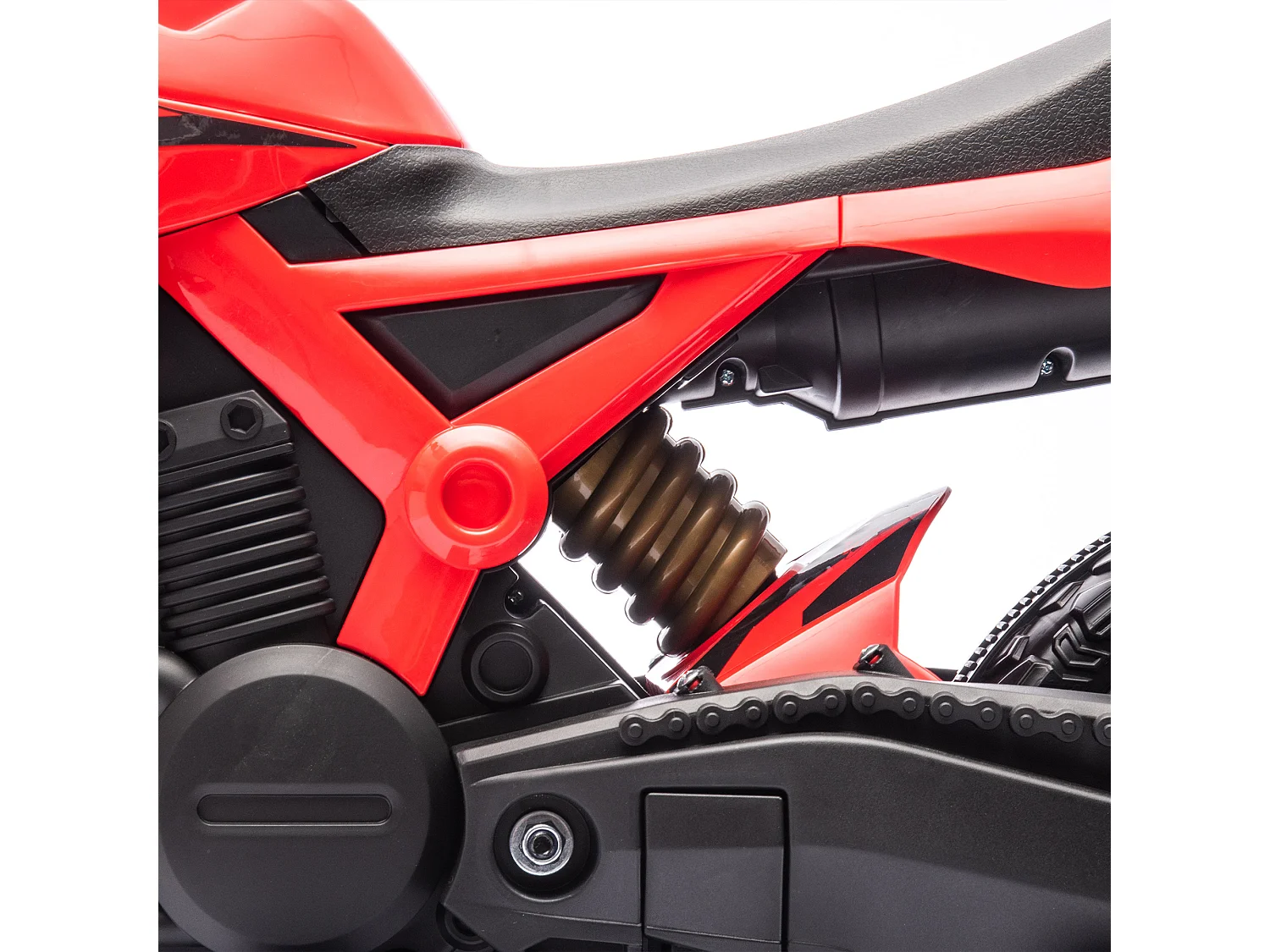 Moto Cross électrique enfant 6 V 2 moteurs effets sonores max. 3 Km/h 30 Kg avec stabilisateurs rouge