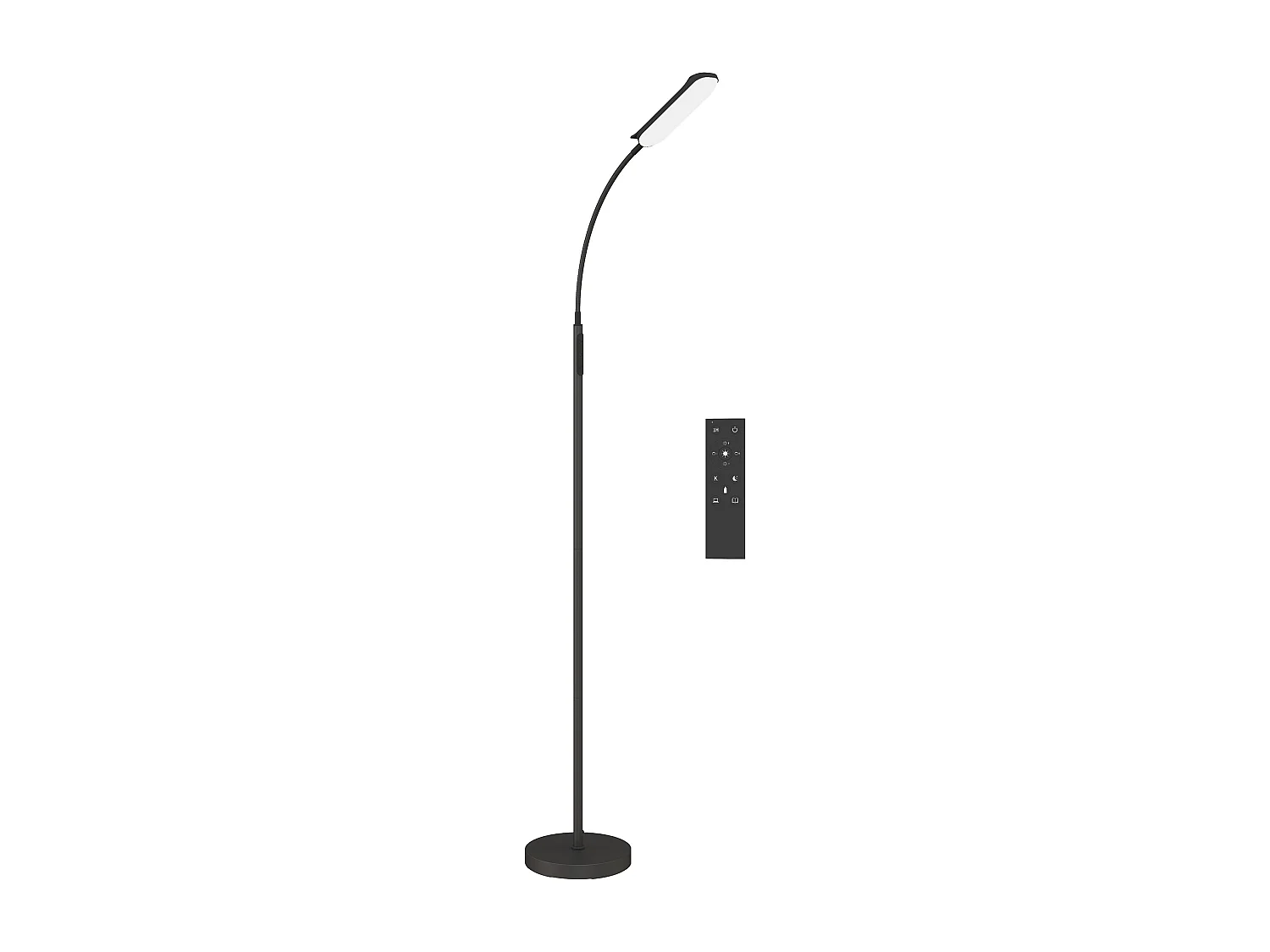 Lampadaire LED dimmable avec télécommande - contrôle tactile, réglable - H.175 cm - acier polycarbonate noir