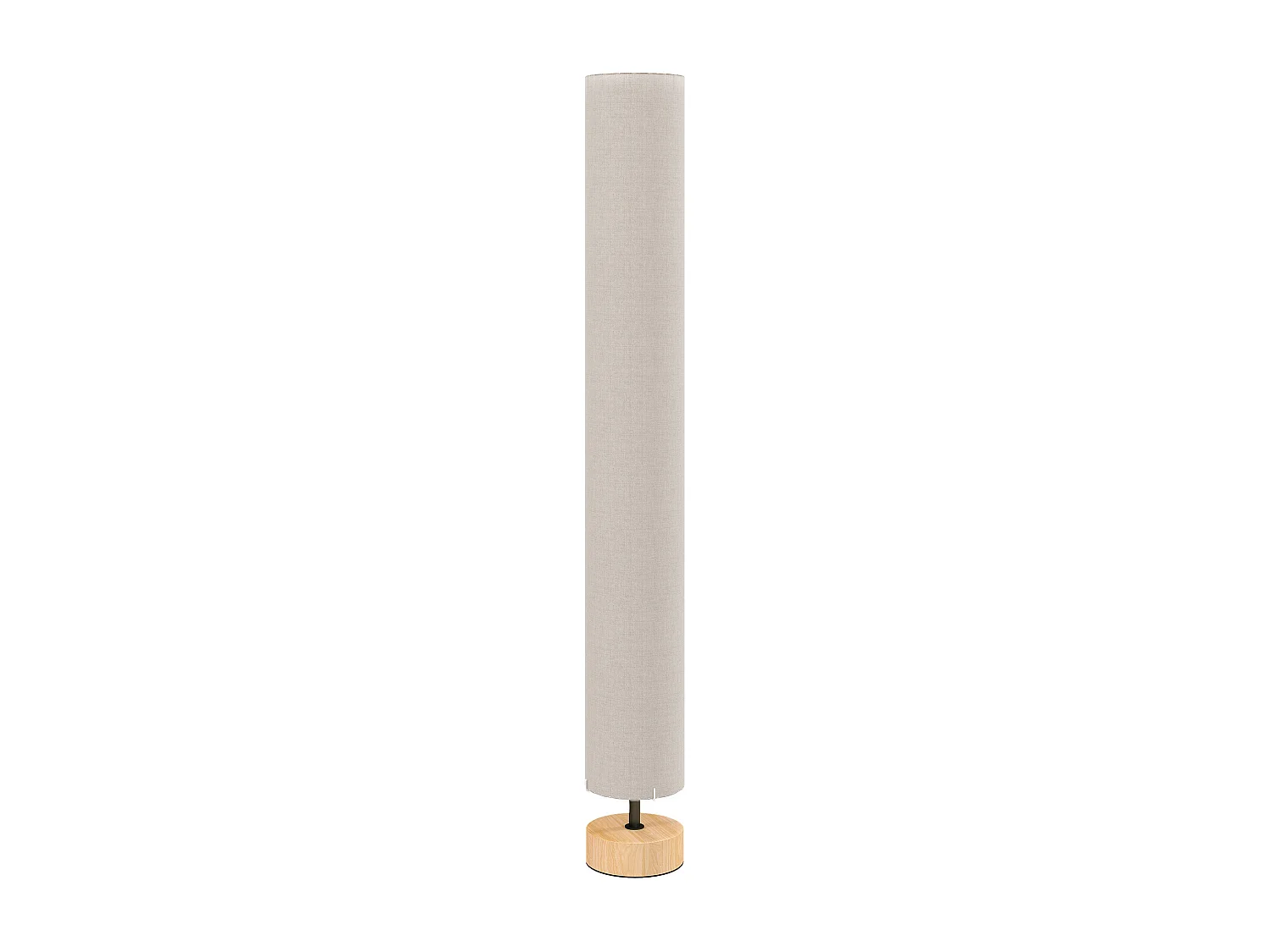 Lampadaire colonne sur pied bois contemporain H.120 cm abat-jour lin beige