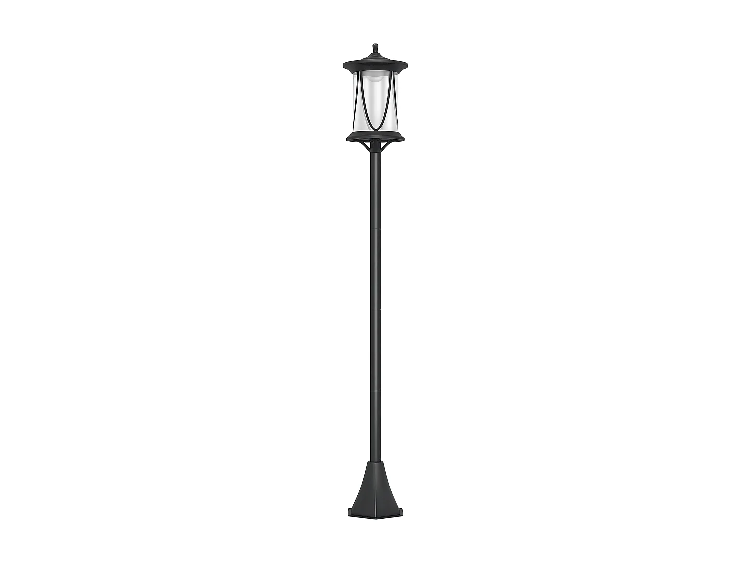 Lampadaire solaire extérieur LED H. 127 cm allumage extinction auto interrupteur marche arrêt noir