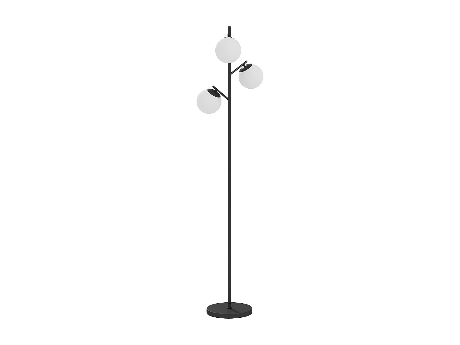 Lampadaire globe design néo-rétro 3 ampoules max. 40 W 169H cm métal noir