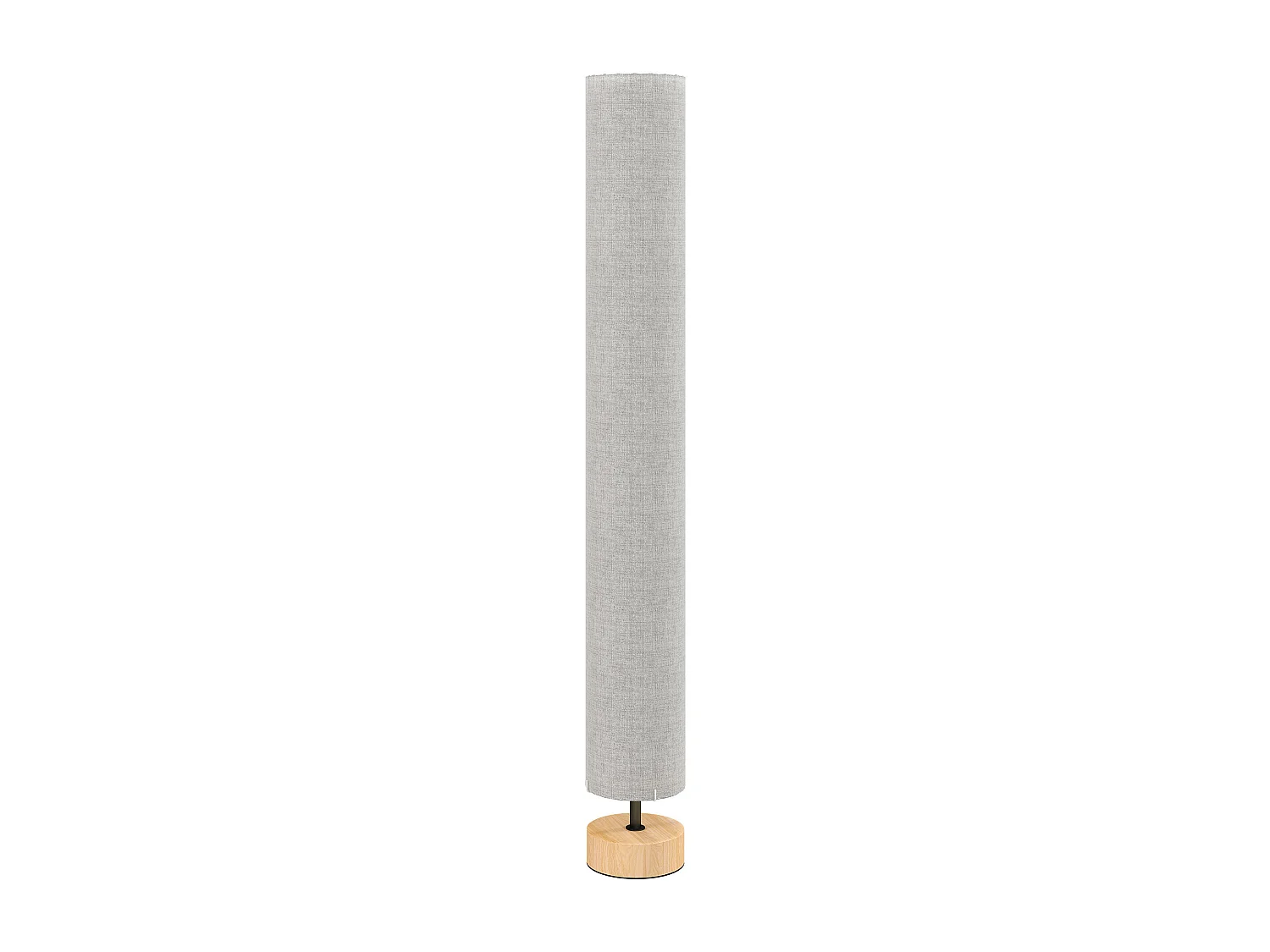 Lampadaire colonne sur pied bois contemporain H.120 cm abat-jour lin gris