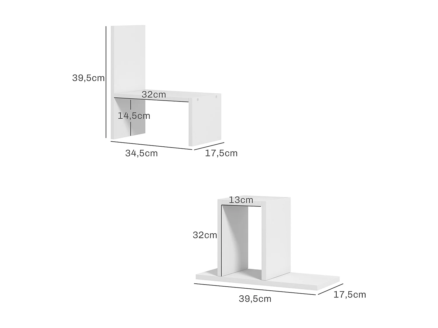 Étagère de bureau modulable - organisateur de bureau - 2 pièces - blanc