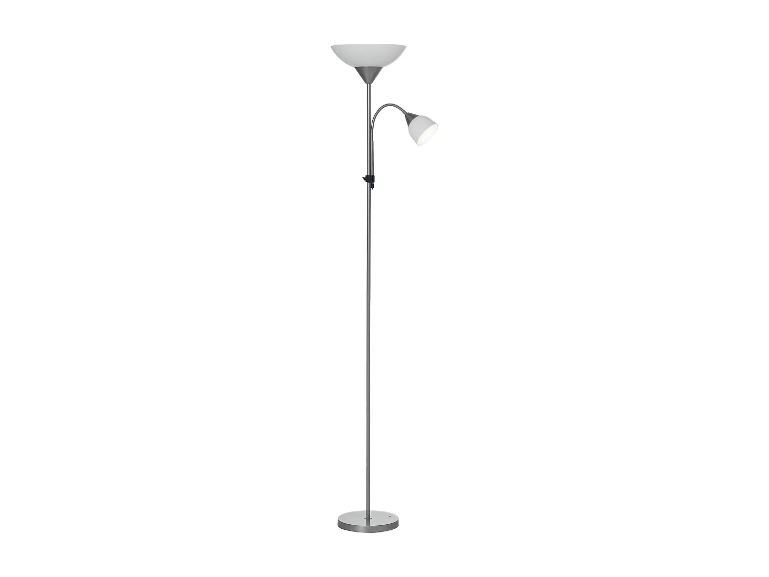 Lampadaire 2 têtes douilles E27 E14 base métal dim. Ø28 x 179,5H cm gris blanc