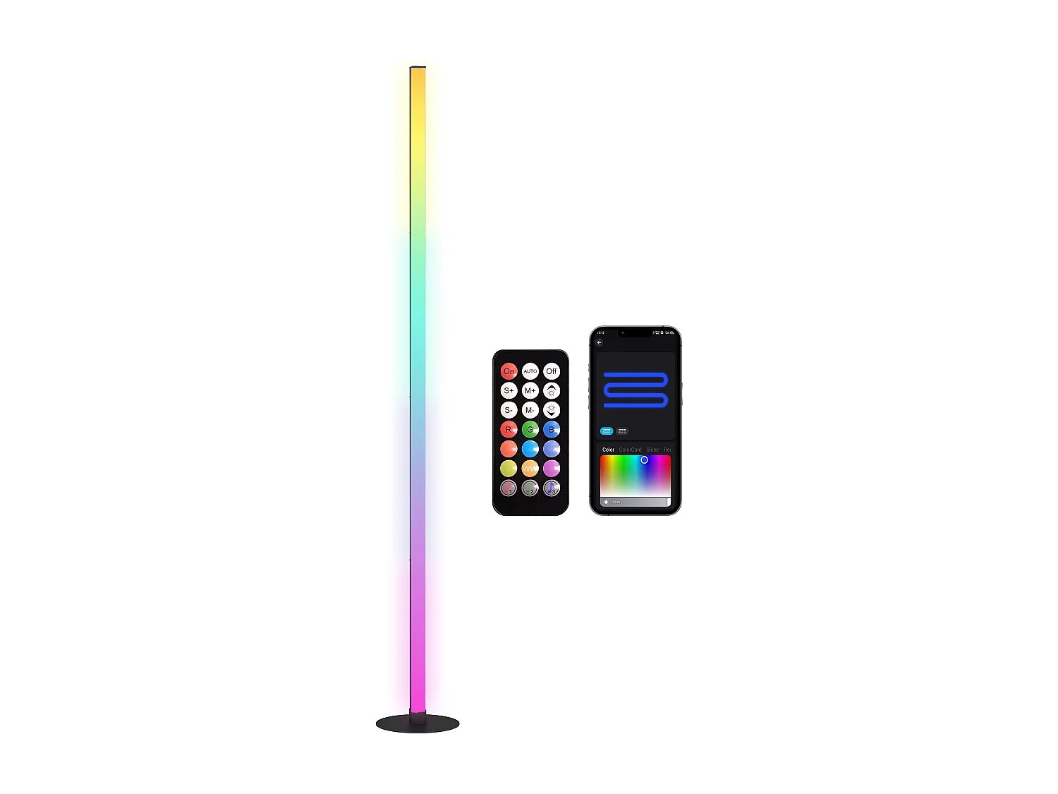 Lampadaire LED RGBIC 16 millions de couleurs avec contrôle APP et télécommande - musique sync, modes de scène et timer