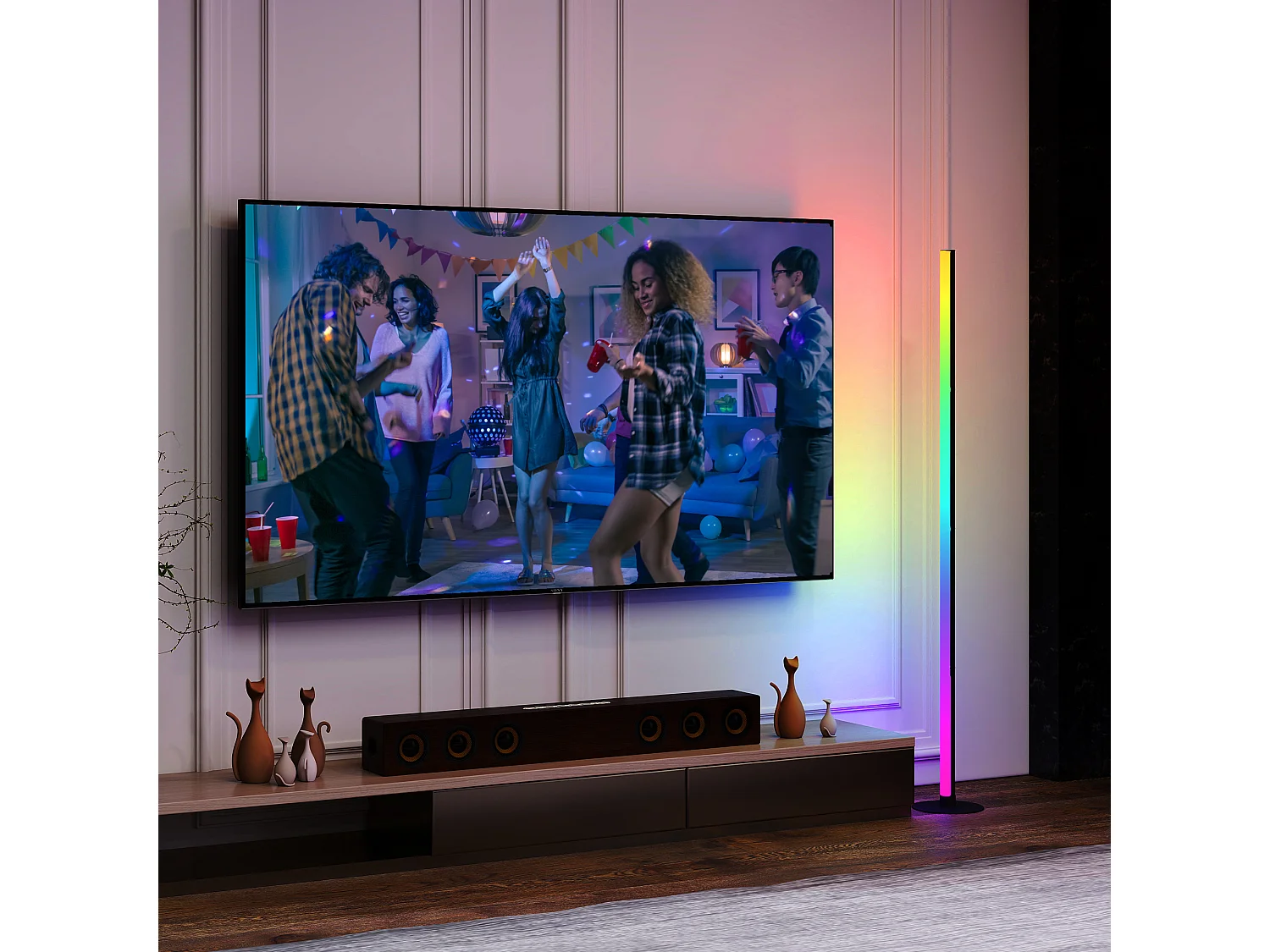 Lampadaire LED RGBIC 16 millions de couleurs avec contrôle APP et télécommande - musique sync, modes de scène et timer