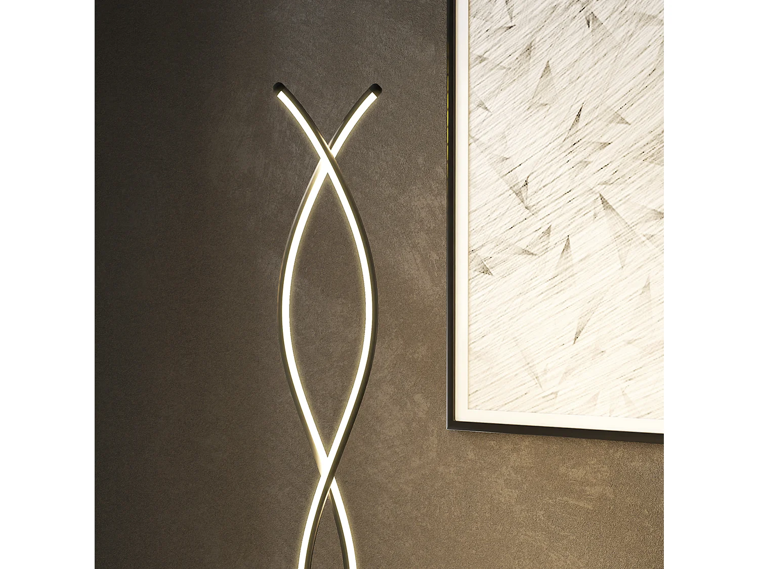 Lampadaire LED design spirales - forme galbée H. 140 cm - alliage alu. acrylique noir