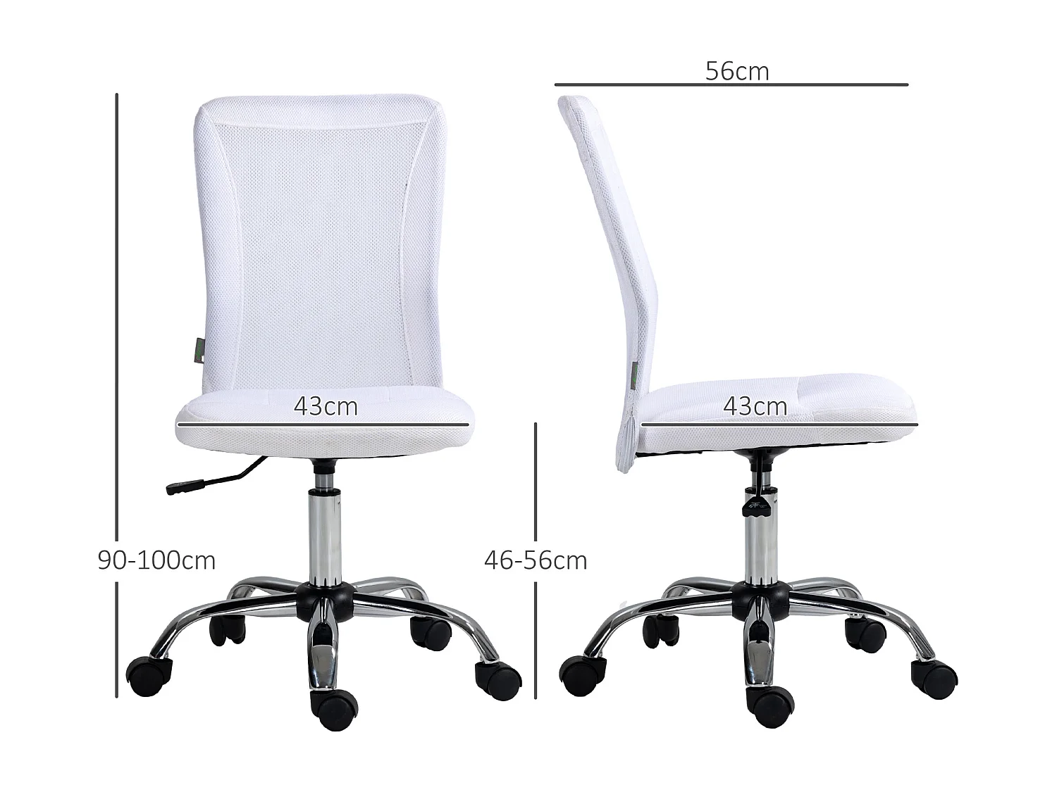 Vinsetto Chaise de bureau ergonomique hauteur réglable piètement chromé pivotant 360° revêtement blanc
