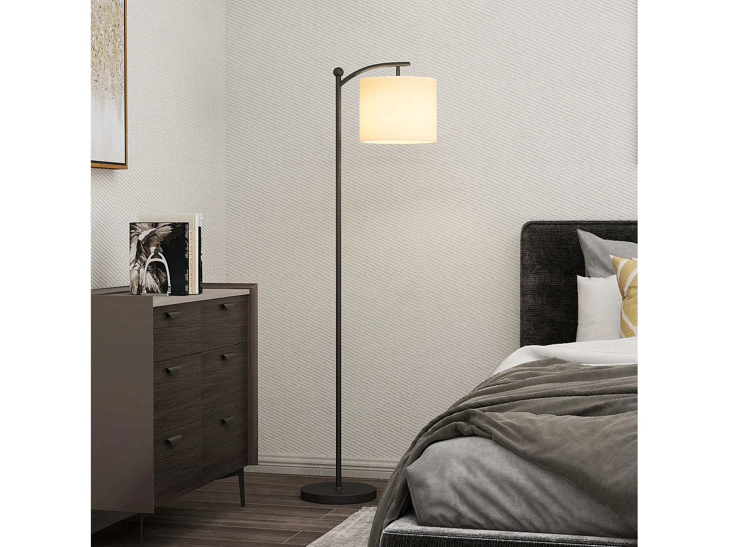 Lampadaire dimmable H.60 cm 2 températures de couleur timer 60 min télécommande noir blanc