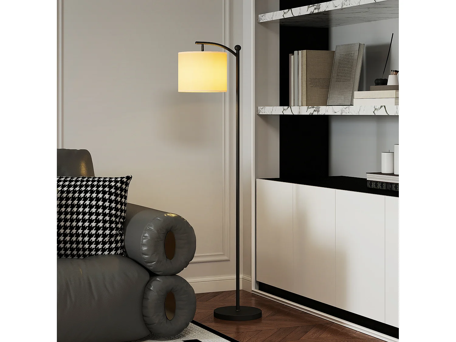 Lampadaire dimmable H.60 cm 2 températures de couleur timer 60 min télécommande noir blanc