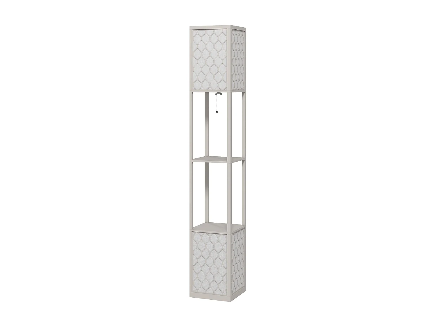 Lampadaire étagère lampe étagère dim. 26L x 26l x 156H cm 2 étagères MDF motif nid d'abeille gris clair