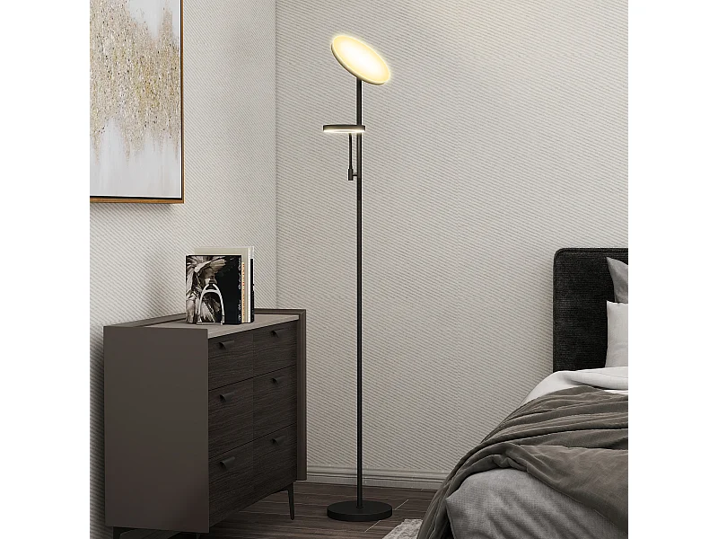 Lampadaire LED 42W dimmable 2700K-6500K 4 couleurs variation continue 4 modes scène télécommande noir