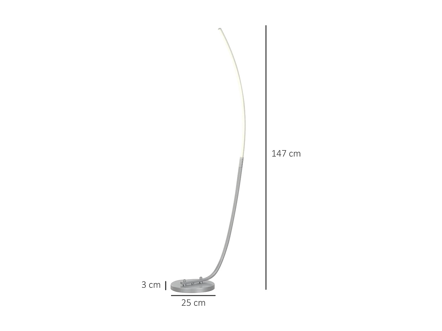 Lampadaire arc design LED - luminosité réglable - H.147 cm - alliage alu.