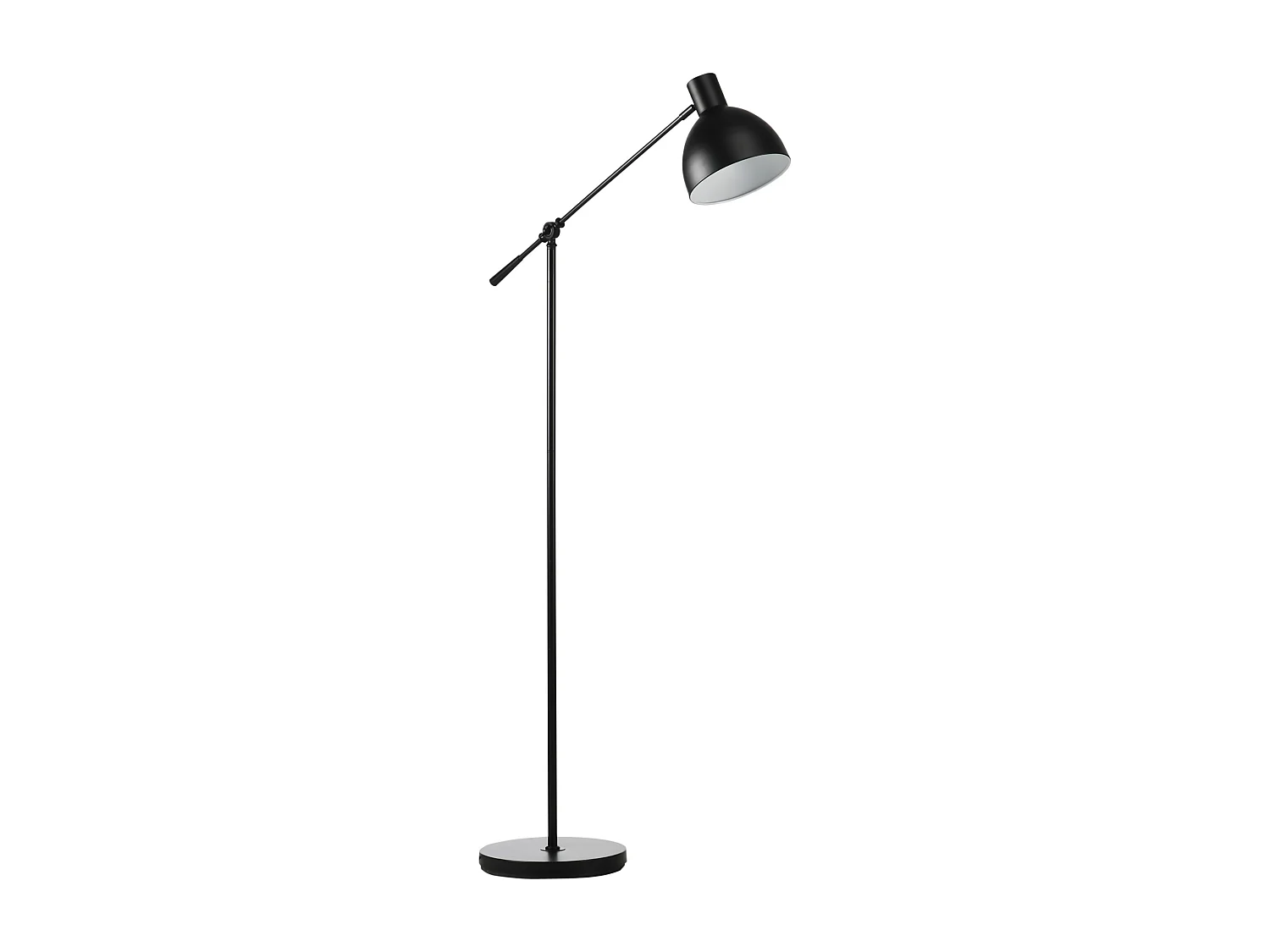 Lampadaire sur pied salon bureau 40W E27 - hauteur réglable, abat-jour et bras orientable - acier noir