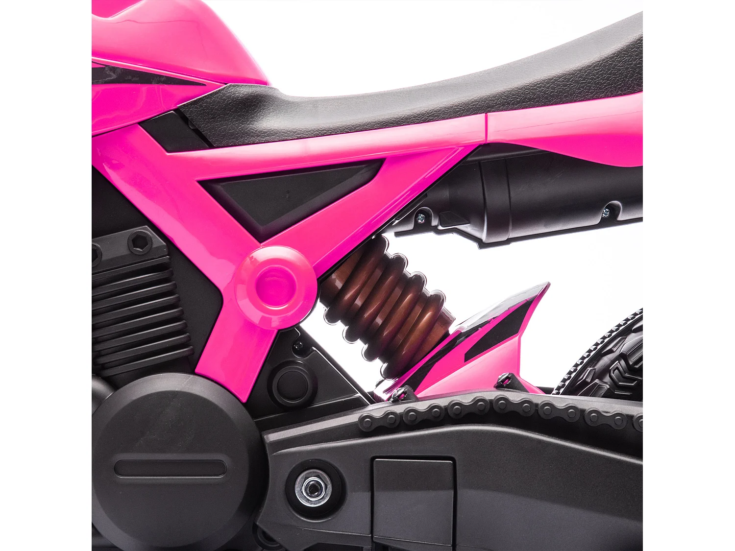 Moto Cross électrique enfant 6 V 2 moteurs effets sonores max. 3 Km/h 30 Kg avec stabilisateurs rose