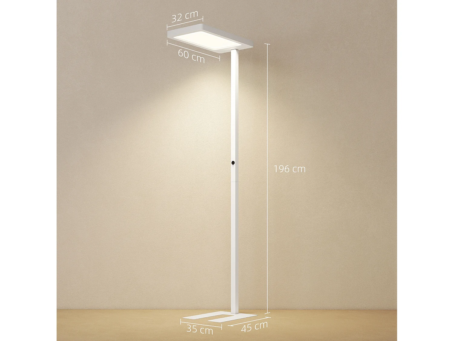 Lampadaire LED dimmable sur pied de bureau 1560LM 40W H.196cm spectre complet réglable télécommande blanc