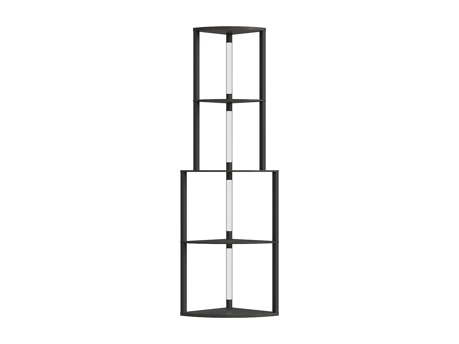 Lampadaire étagère LED d'angle réglable - lampe étagère 4 niveaux design H.163cm - MDF noir