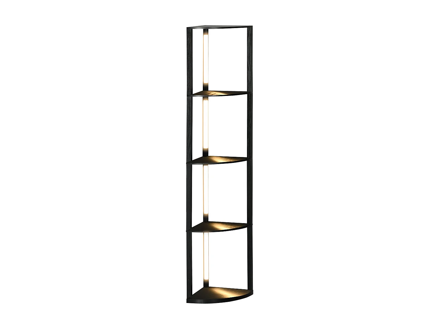 Lampadaire étagère LED d'angle réglable - lampe étagère 4 niveaux design dim.41x29x163cm - MDF noir