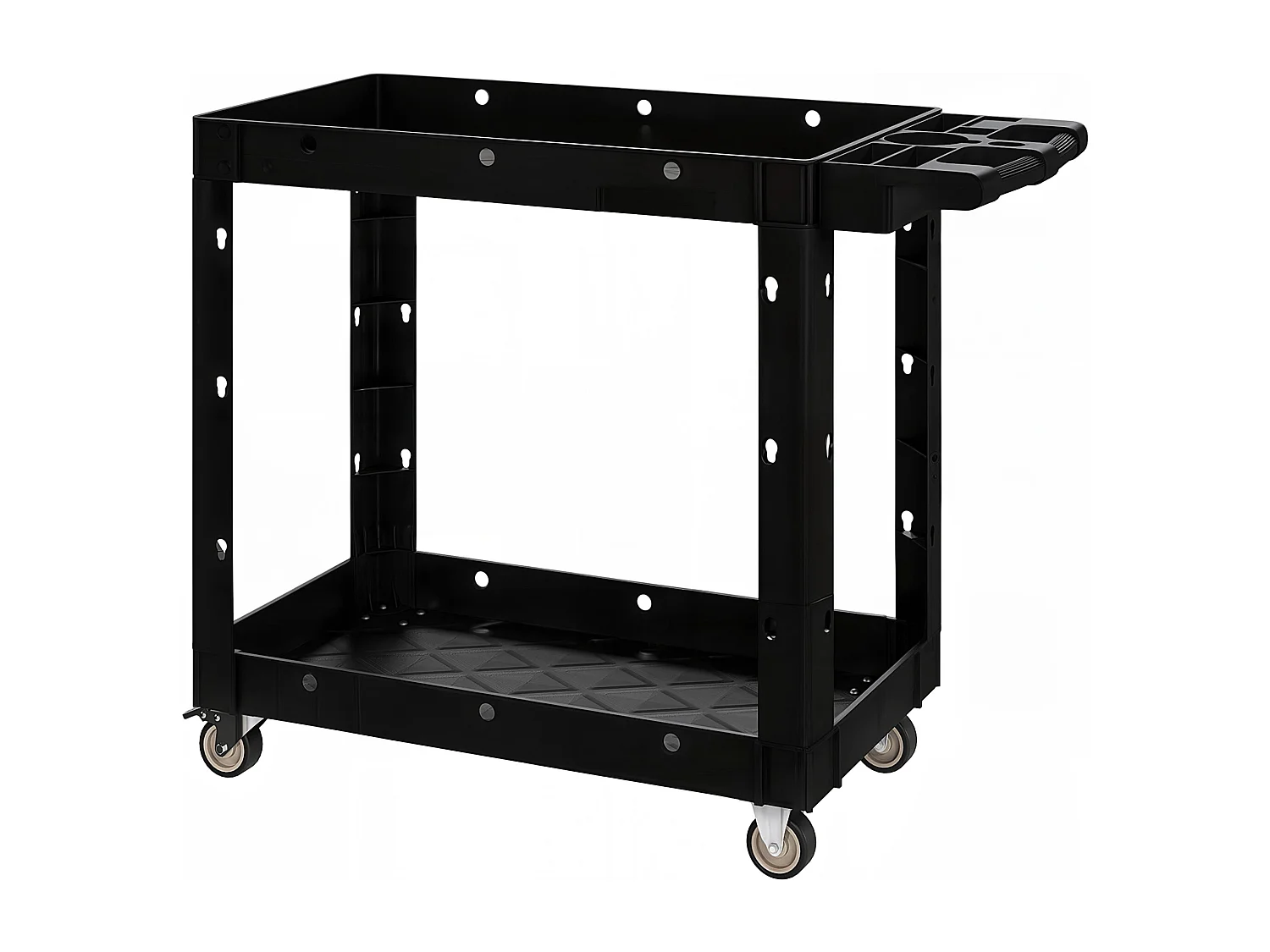 Servante chariot à outils 2 niveaux plateaux séparateurs poignée max. 227 Kg plastique noir