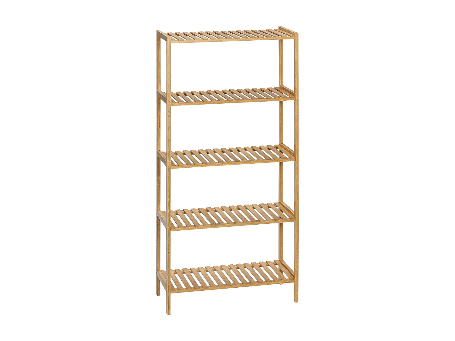 Étagère bambou salle de bain - 5 niveaux à lattes - 60 x 26 x 130 cm