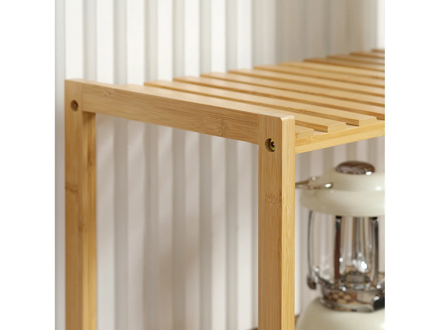 Étagère bambou salle de bain - 5 niveaux à lattes - 60 x 26 x 130 cm