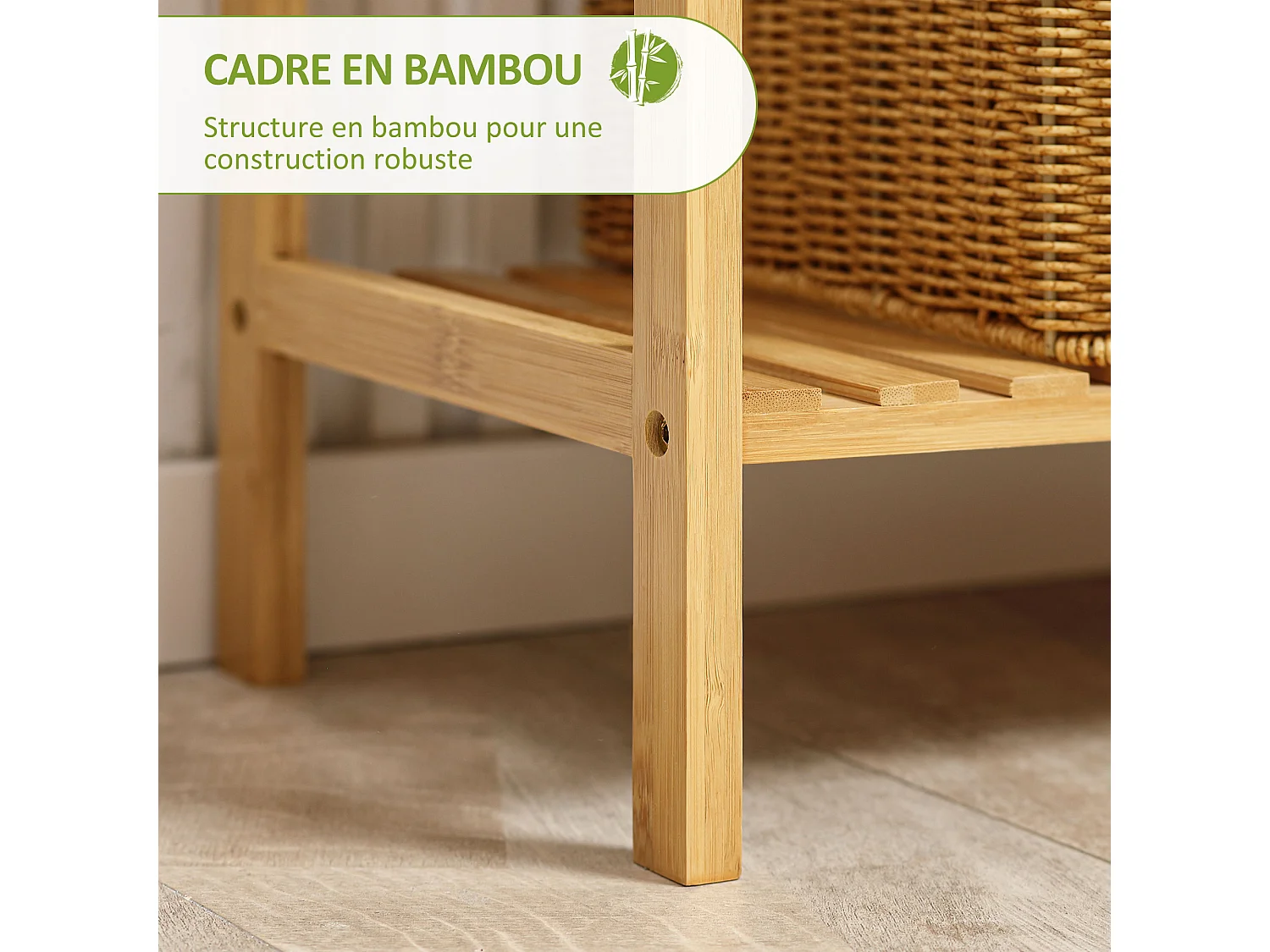 Étagère bambou salle de bain - 5 niveaux à lattes - 60 x 26 x 130 cm