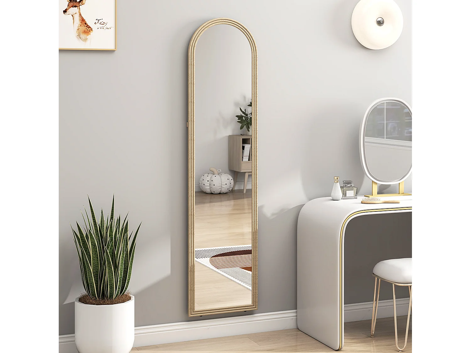 Miroir sur pied et mural pleine longueur 40 x 160 cm cadre pied effet pierre