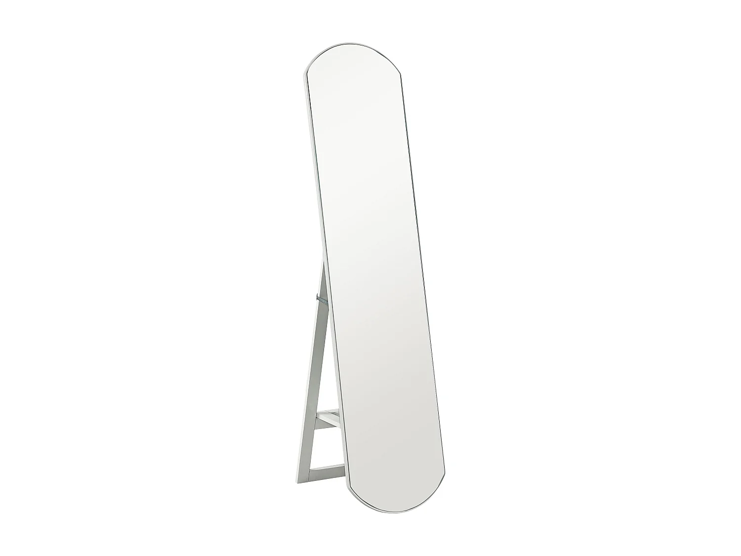 Miroir sur pied ou mural 150 cm avec étagère de rangement, grand miroir arqué pour chambre, entrée ou couloir, blanc