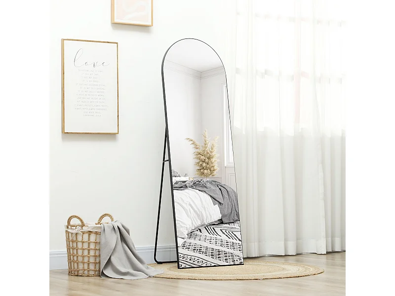 Miroir sur pied ou mural dim. 50L x 150H cm ton noir