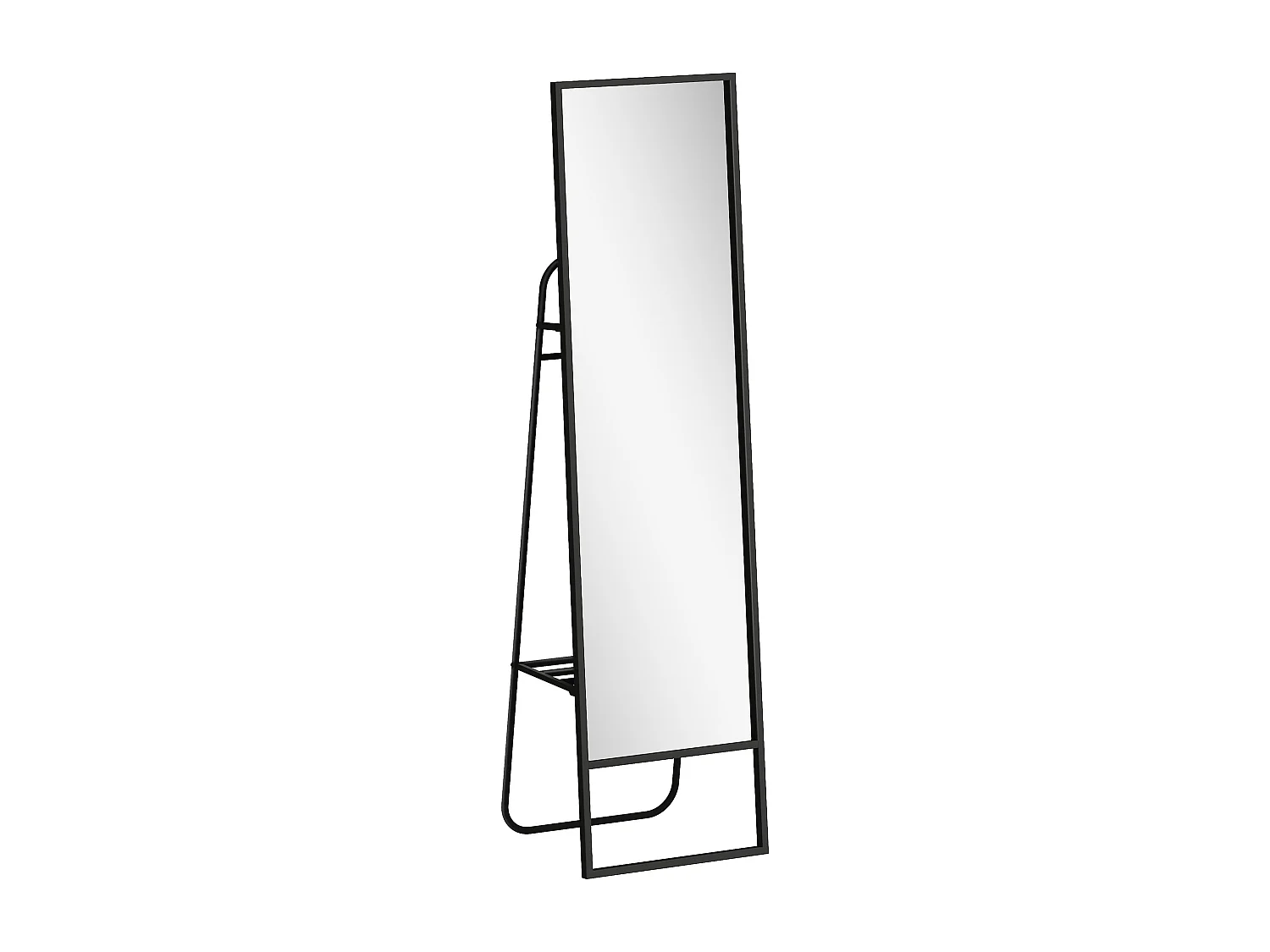 Miroir sur pied avec rangements grande taille dim. 148,5 x 40 cm métal noir