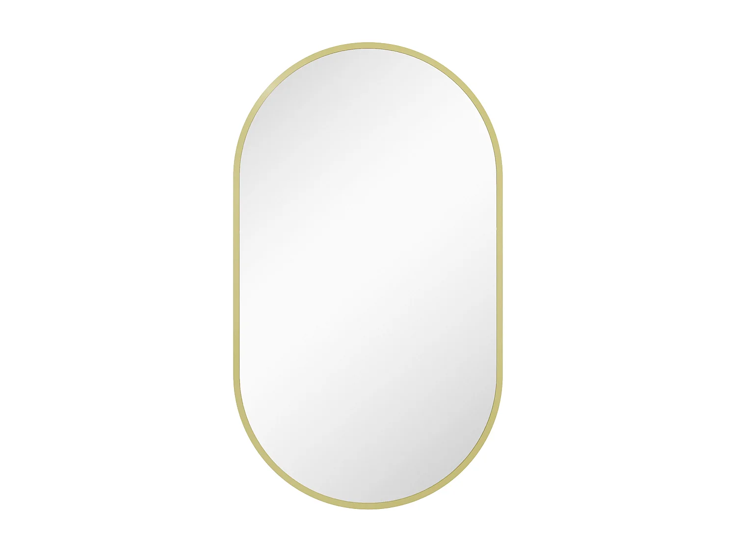 Miroir mural ovale dim. 40L x 70H cm cadre arrondi montage vertical/horizontal alu. doré