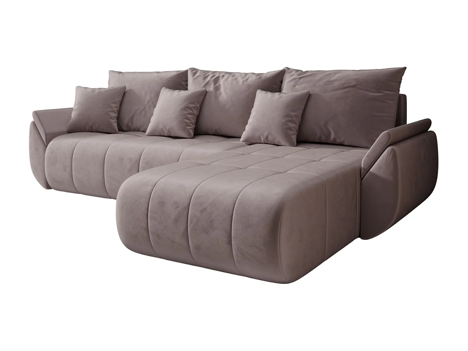 Hoekbank met slaapfunctie en opbergvak TOKYO, stof MONOLITH, paars, rechterzijde