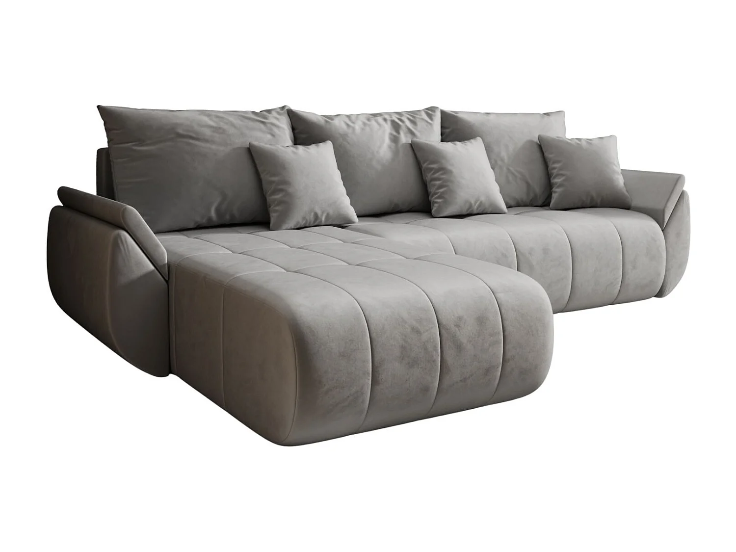 Canapé d'angle convertible avec rangement TOKYO, tissu MONOLITH, gris clair, gauche