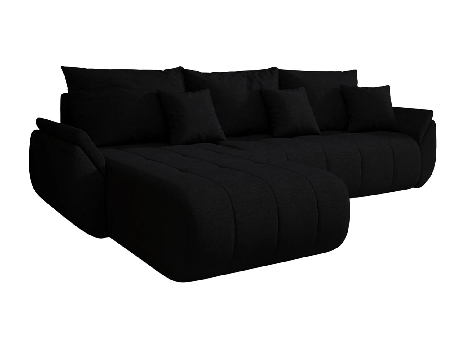 Canapé d'angle convertible avec rangement TOKYO, tissu WIND, noir, gauche
