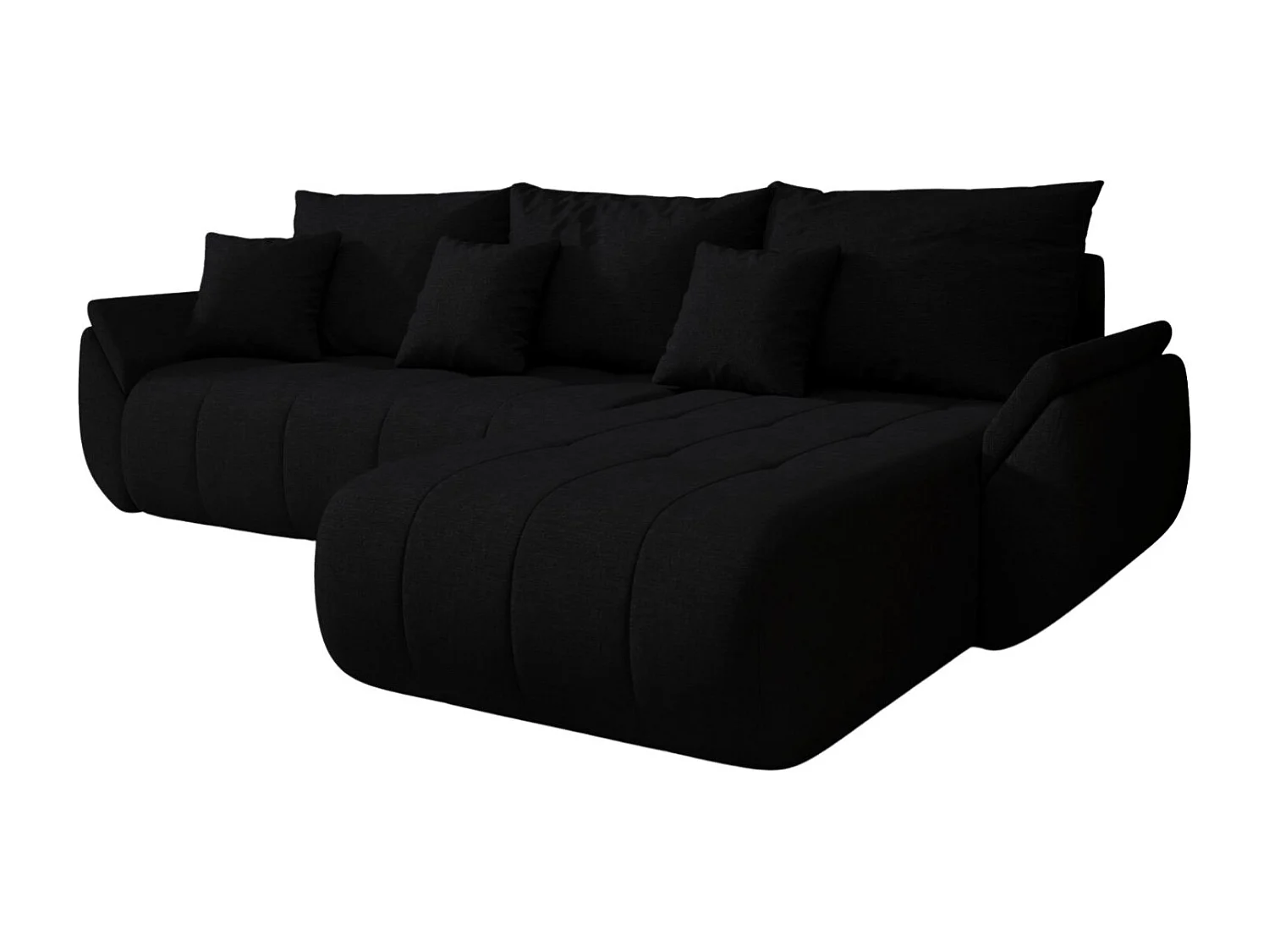 Canapé d'angle convertible avec compartiment de rangement TOKYO, tissu WIND, noir, côté droit