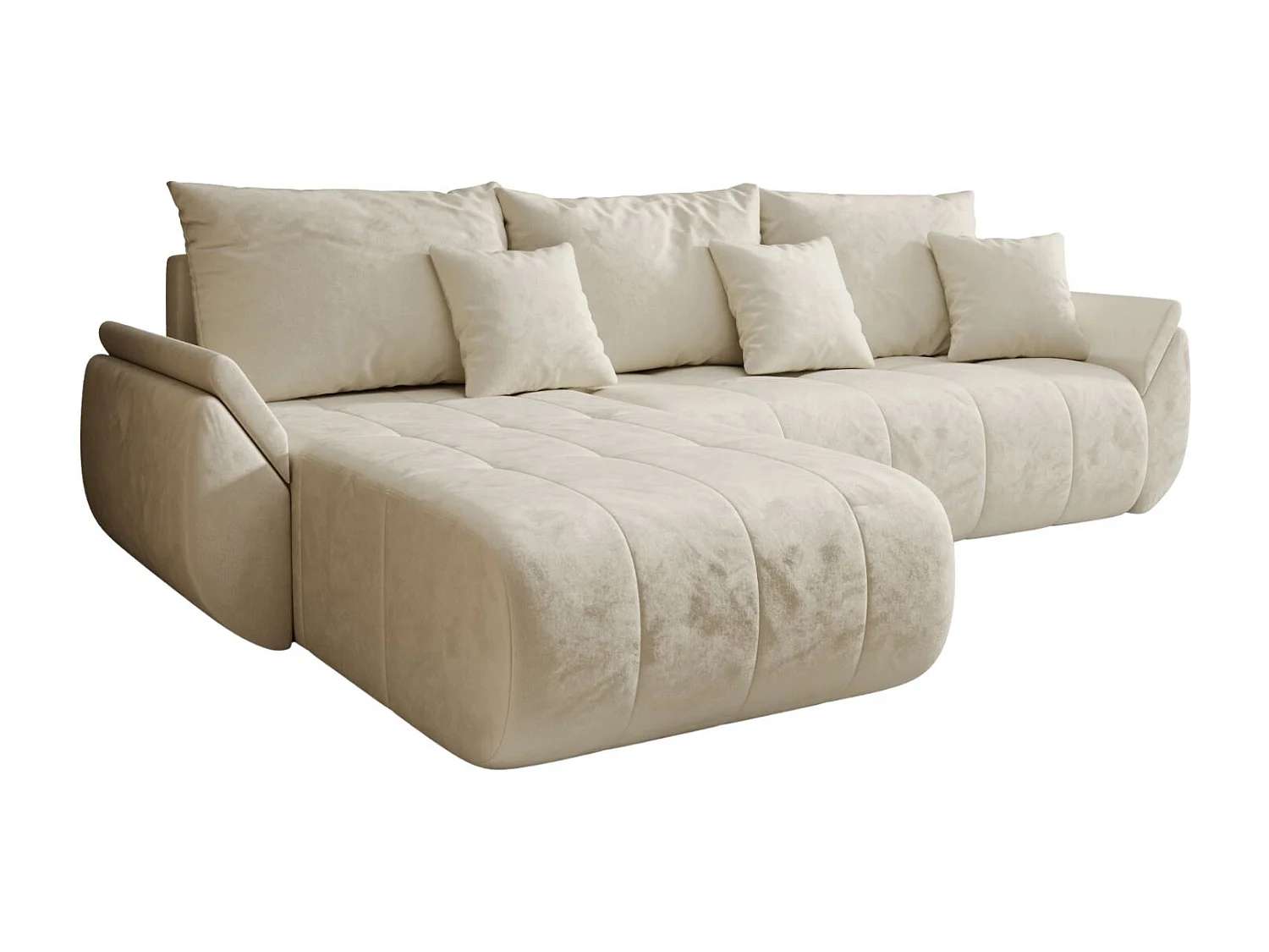 Canapé d'angle convertible avec rangement TOKYO, tissu MONOLITH, écru, gauche