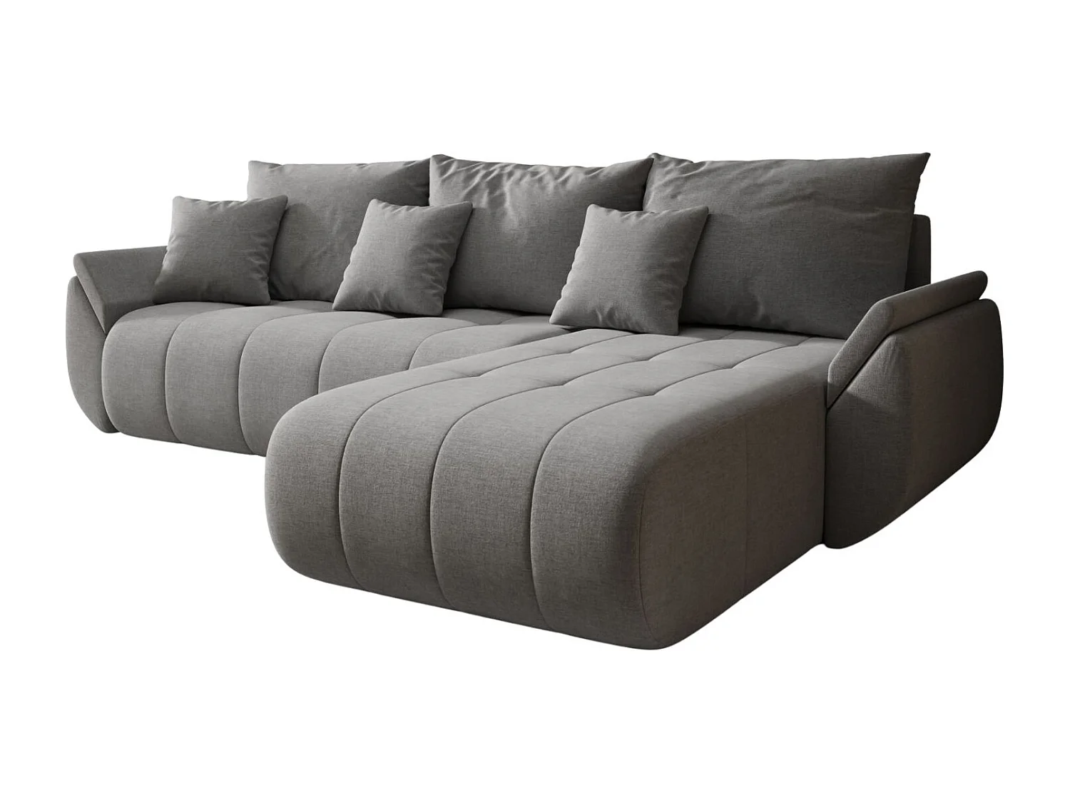 Canapé d'angle convertible avec compartiment de rangement TOKYO, tissu WIND, gris-brun, à droite