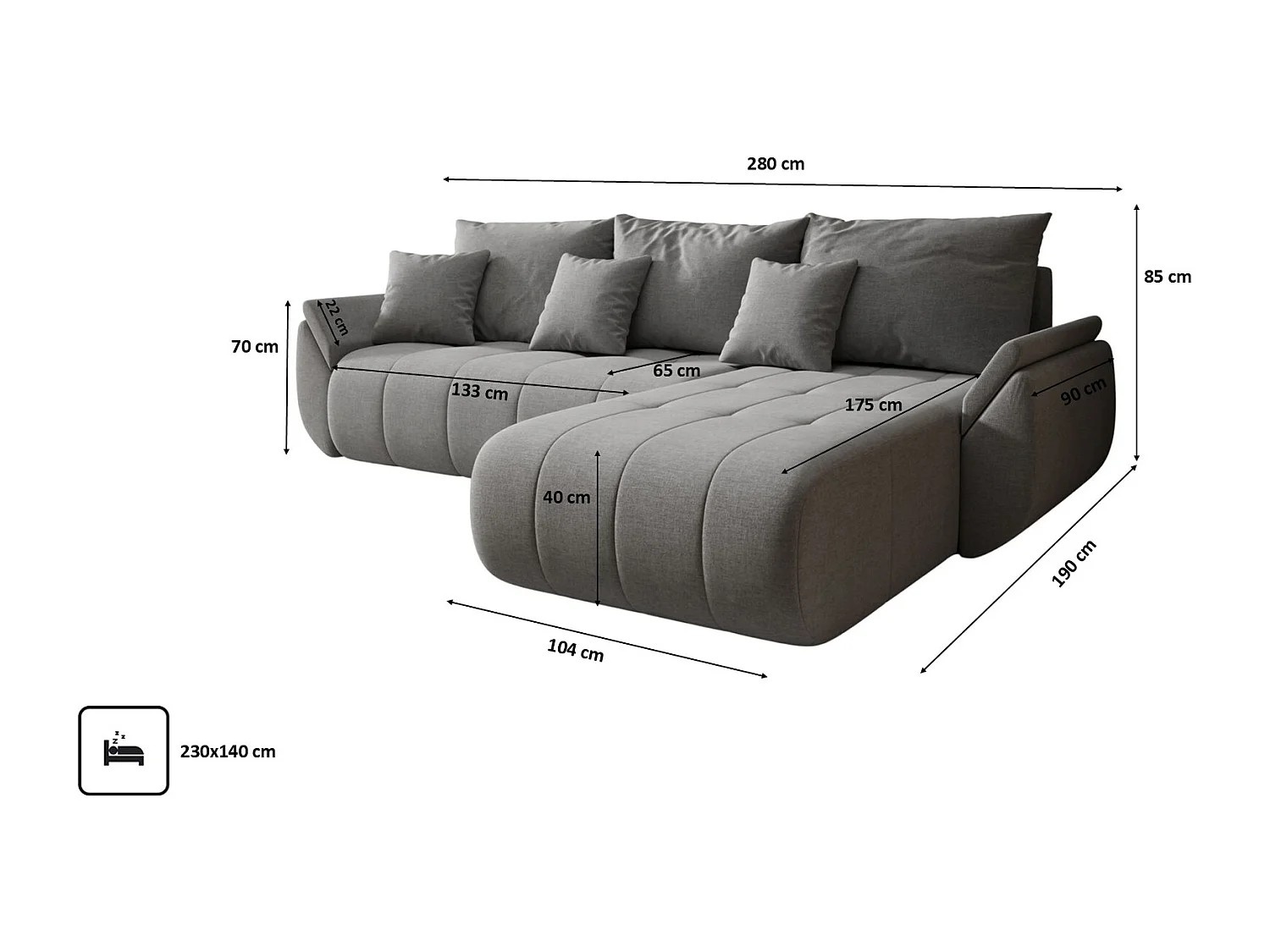 Canapé d'angle convertible avec compartiment de rangement TOKYO, tissu WIND, gris-brun, à droite